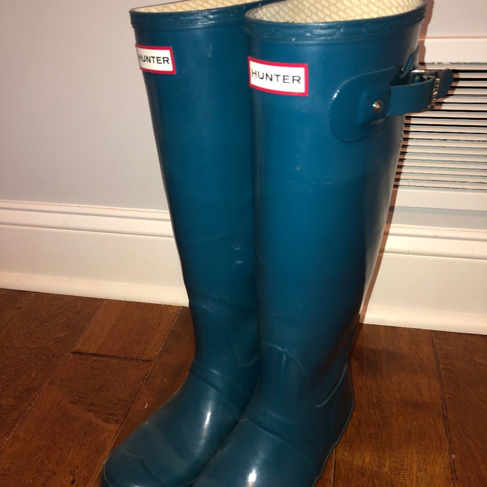 Turquoise Tall Hunter Rain Boots